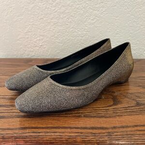 AQUATALIA Marcella Fabric Ballerina Flats Silver Gold Size 8.5